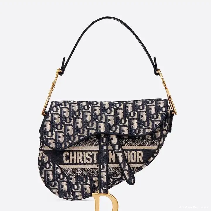 Blue Dior Motif Christian Oblique Saddle Canvas Bag 0502 Luxury